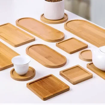 Multi Bambus Tablett Holz Untertasse Blumentopf Tablett Tasse Pad Untersetzer Platte Küche Dekorative Platte