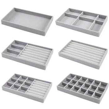 Schmuck Organizer Samt Schmuck Ablage Display Ring Armband Halskette Lagerung Box Schaufenster Schublade