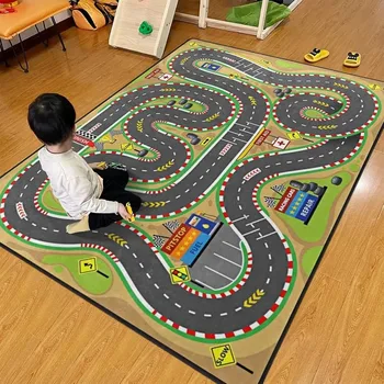 Komplexer Rennstrecke für Kinder, Multi-Loop-Autospielmatte, Kinderspielzimmer, pädagogischer Verkehrsteppich