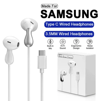 USB Typ C Wired Kopfhörer Für Samsung Galaxy S25 S24 S23 S22 S21 Ultra Kopfhörer A53 A52 A54 Hinweis 20 3,5mm