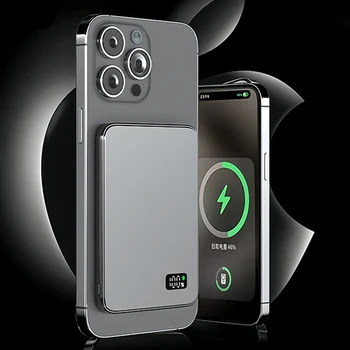 Ultradünne Powerbank für MagSafe, magnetische kabellose Schnelllade-LED-Anzeige, tragbarer Akku für iPhone