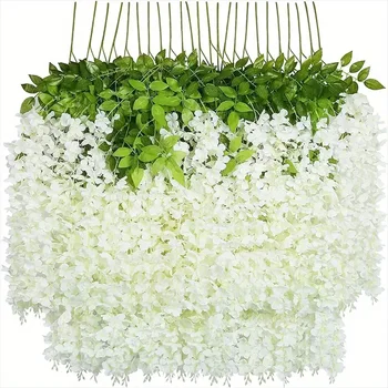 Glyzinienranken künstliche Blumen nachgestellte gefälschte Schnur für Zuhause Hochzeit Party Dekor (12 Stück)