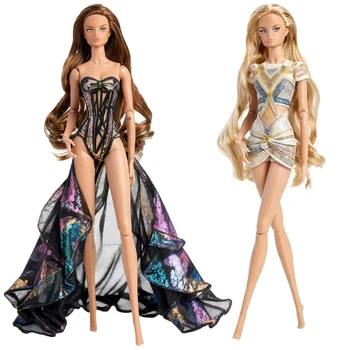 Xianxian 32cm Supermodel-Puppe, 12 Gelenke, normale Haut, langes lockiges Haar, europäische Mode, 1/6