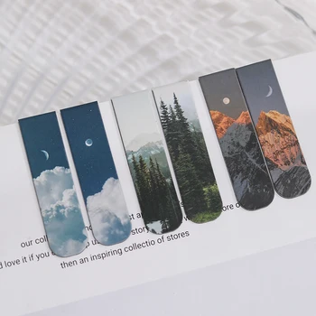 JIANQI 2 teile/paket Magnetische lesezeichen schöne landschaft wolken einfache literarische muster lesezeichen