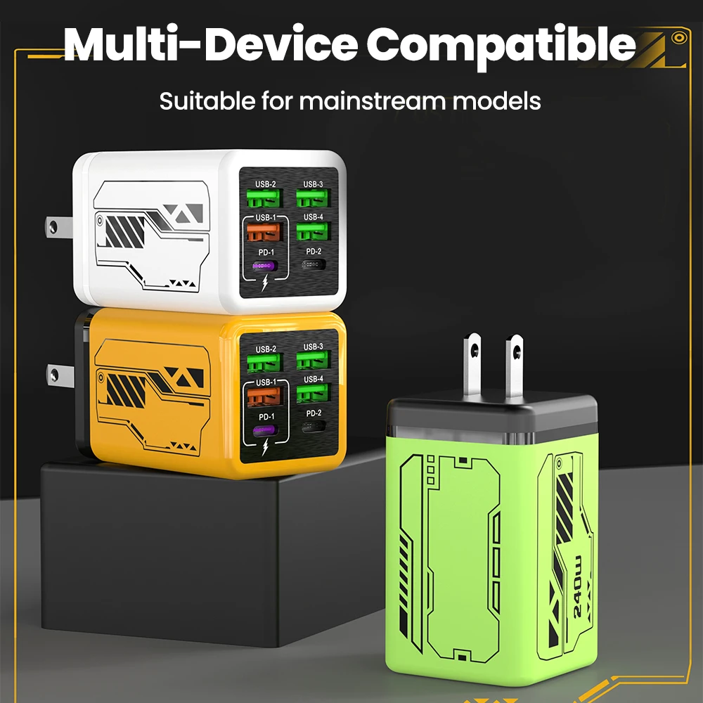 USB-Ladegerät 240 W mit 6 Ports (4× USB-A, 2× USB-C) – Bild 5
