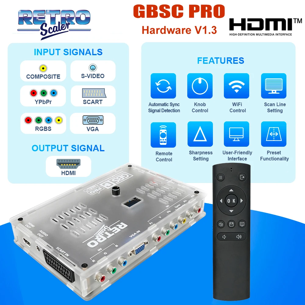 RetroScaler GBSC Pro GBS Control Scart RGBS YPbPr VGA