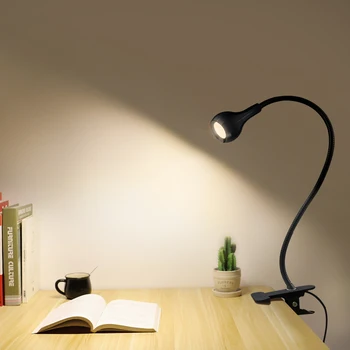 Flexible Tischlampe USB Power Lampe Lesebuch Licht mit Halter Clip Studie Leselampen Nachttisch Schlafzimmer