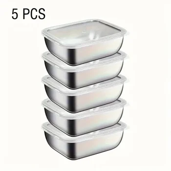 Edelstahl-Lebensmittelaufbewahrungsboxen für die Zubereitung von Mahlzeiten für Küche, Kühlschrank (5 Stück)