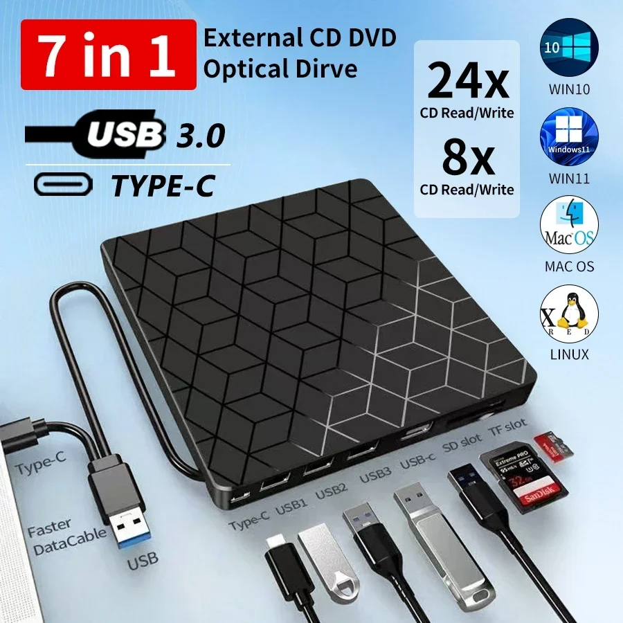 7-in-1-USB3.0- und Typ-C-CD-DVD-Recorder-Player – Bild 4