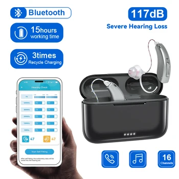 16-Kanal Hörgeräte Wiederaufladbare Bluetooth-Hörhilfe für Senioren Erwachsene Digitales BTE-Hörgerät