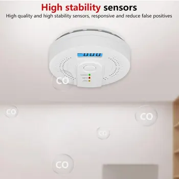 Unabhängiger CO-Alarmsensor, Kohlenmonoxid-Alarmmelder, hochempfindliche Warnung, LCD-Display, CO-Alarm