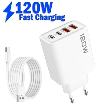 120 W Total Schnellladegerät PD USB Typ-C Wandadapter für iPhone 16/15/14 Xiaomi Huawei Redmi Oneplus