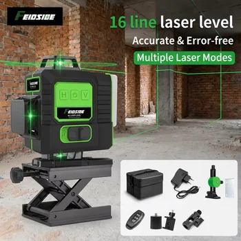 FEIDSIDE 16/12-Linien Grüner Laser-Nivellierer 360° ° Automatisch Selbstnivellierender Ultraheller 3D-Strahler