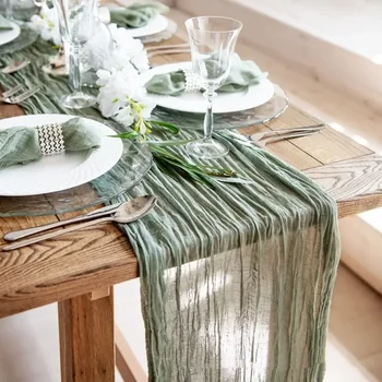 Gaze-Tischläufer, Esszimmer-Dekoration, 90 x 300 cm, rustikales Land, Boho, Strand, Hochzeit, Party