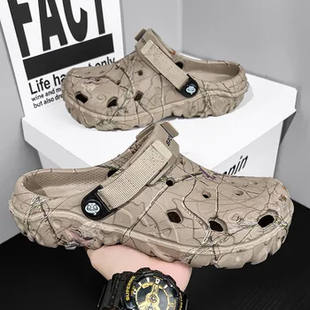 Sommer-Herren-Sandalen, neue Hausgarten-Schuhe, bequeme und leichte Herren-Hausschuhe, rutschfeste