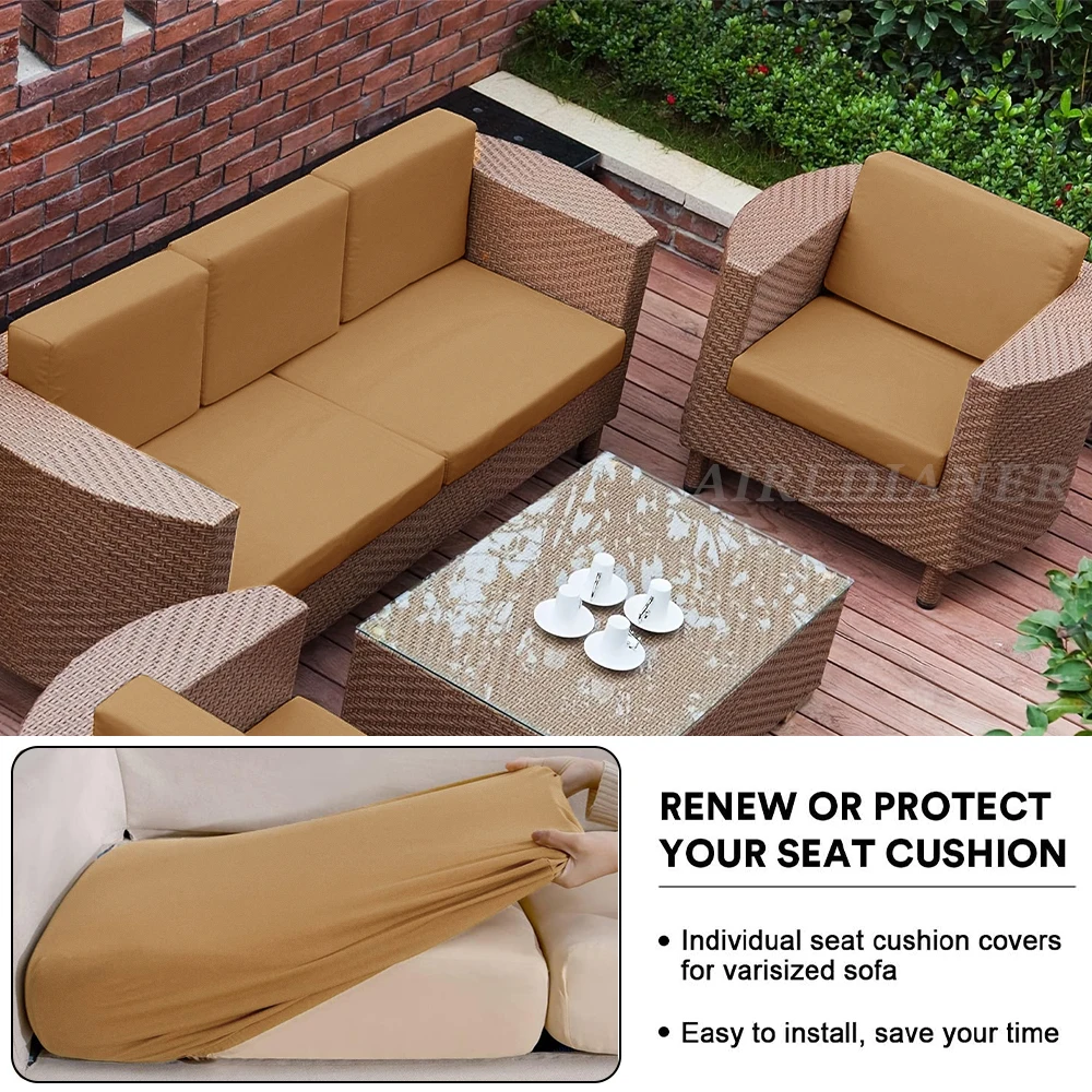 Elastische Terrasse Sofa Abdeckungen Einfarbig Sofa Kissen – Bild 4
