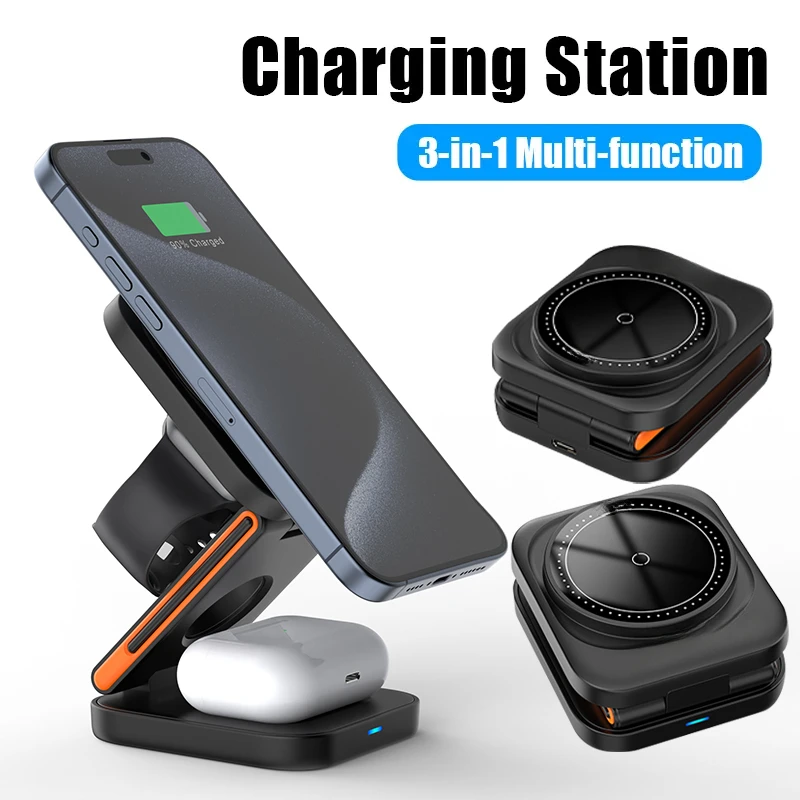 Faltbare 3-in-1 magnetische Ladestation für iPhone, Apple – Bild 6