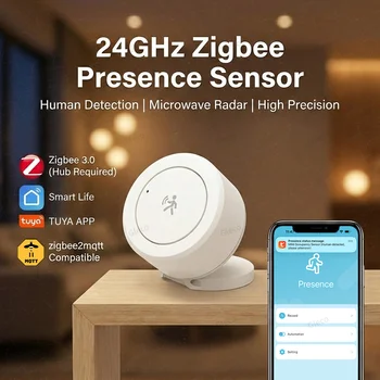 Zigbee Anwesenheitssensor 24G Mmwave Radar Personendetektor Bewegungs-/Statischer Erkennungssensor für Tuya