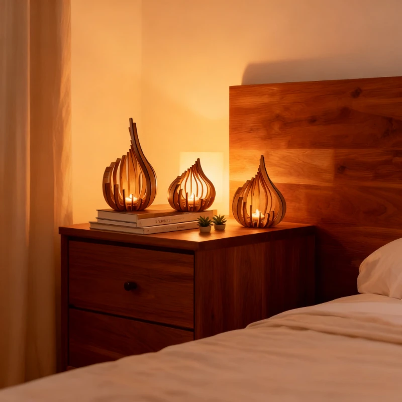 Handgefertigter Kerzenhalter aus Holz DIY-Kunstwerk. – Bild 3