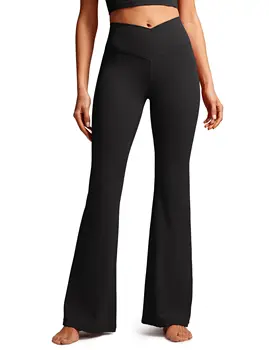 Crossover Flare Leggings für Frauen hohe Taille v Kreuz Bootcut Schlag hose Bauch Kontrolle Yoga hosen
