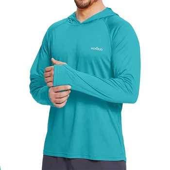Herren UPF50+ Performance T-Shirt Hoodie Langarm Casual Sonnenschutz T-Shirt Laufen Schnelltrocknend Hoodie