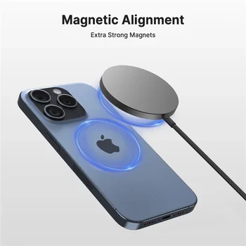 Magnetisches Kabelloses Schnell-Ladegerät mit Doppel-USB-Anschluss Mini-Ladepad für iPhone 17 16 15 14 13 12