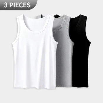 1/3er-Pack Vier-Jahreszeiten-Herren-Baumwoll-Joker-Weste, schlicht geschnittenes Sport-Fitness-T-Shirt