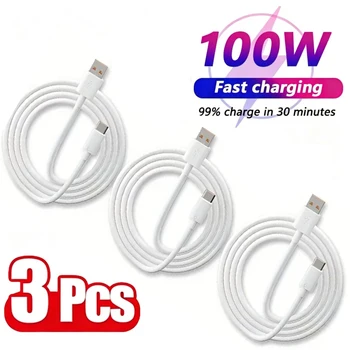 6A 100W Typ-C Superschnelles Ladekabel Datenkabel für Samsung Huawei Xiaomi Redmi Schnellladung (3 Stück)