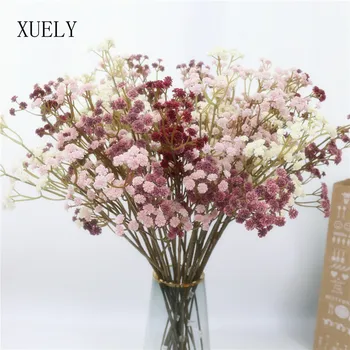 62CM/Stück 81 Kleine Blumen Herbstfarben Weiche Gummi-Gypsophila Trockenblumen 6 Farben PVC-Bouquet Heim