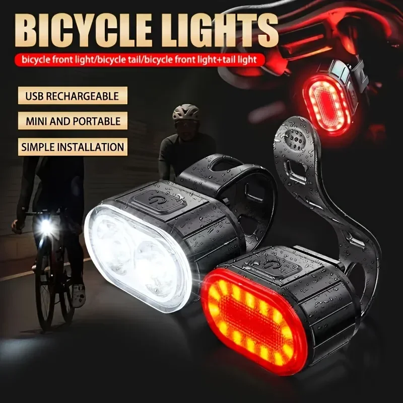 Wiederaufladbare Fahrradbeleuchtung Vorder-/Rücklichter – Bild 3