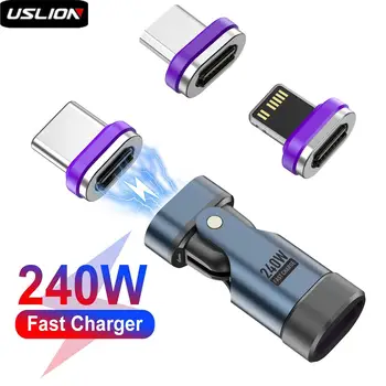 USLION 240 W Typ-C-Adapter, USB-C auf Typ-C-Schnellladekabel, magnetischer USB-C-Buchse-Konverter für MacBook