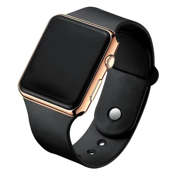 Einfache Digitaluhr für Männer Frauen Mode Sport LED Elektronische Uhr Schwarz Silikon Armband Casual