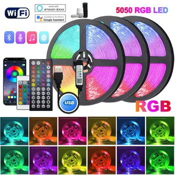 5050 LED-Streifen, 5 V, Eisband mit WLAN, Bluetooth-Fernbedienung für TV-Küche, 5 m, 10 M, Tura, LED-Leuchten