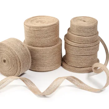 1-10 m Jute-Sackleinenband, Vintage-Stil, schlichtes Leinenstoffband für Hochzeiten, Partys