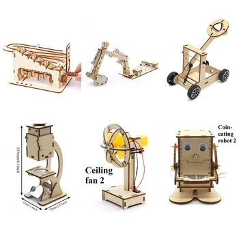 DIY-Mikroskop-Bagger-Lüfterroboter-Modellbausatz - Wissenschafts- und Technologie-Trendspielzeug für kleine