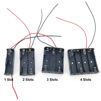 5er-Set Batteriehalterungen für 1, 2, 3, 4 AA-Batterien (1,5V, 3V, 4,5V, 6V) mit Kabeln - für 3xAA, 2xAA