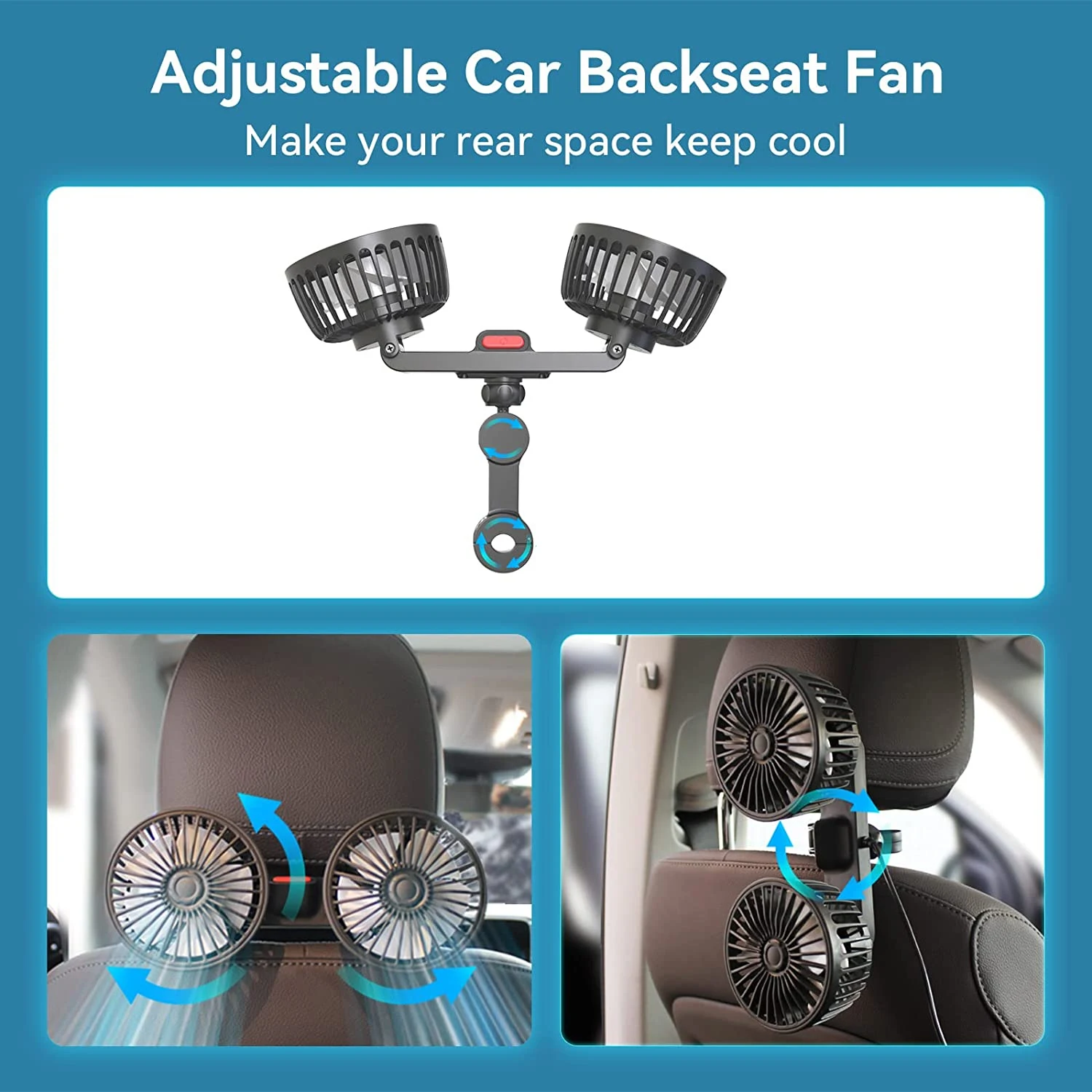 Autoventilator 360° °   3-geschwindigkeit Auto Sitz Zurück – Bild 3