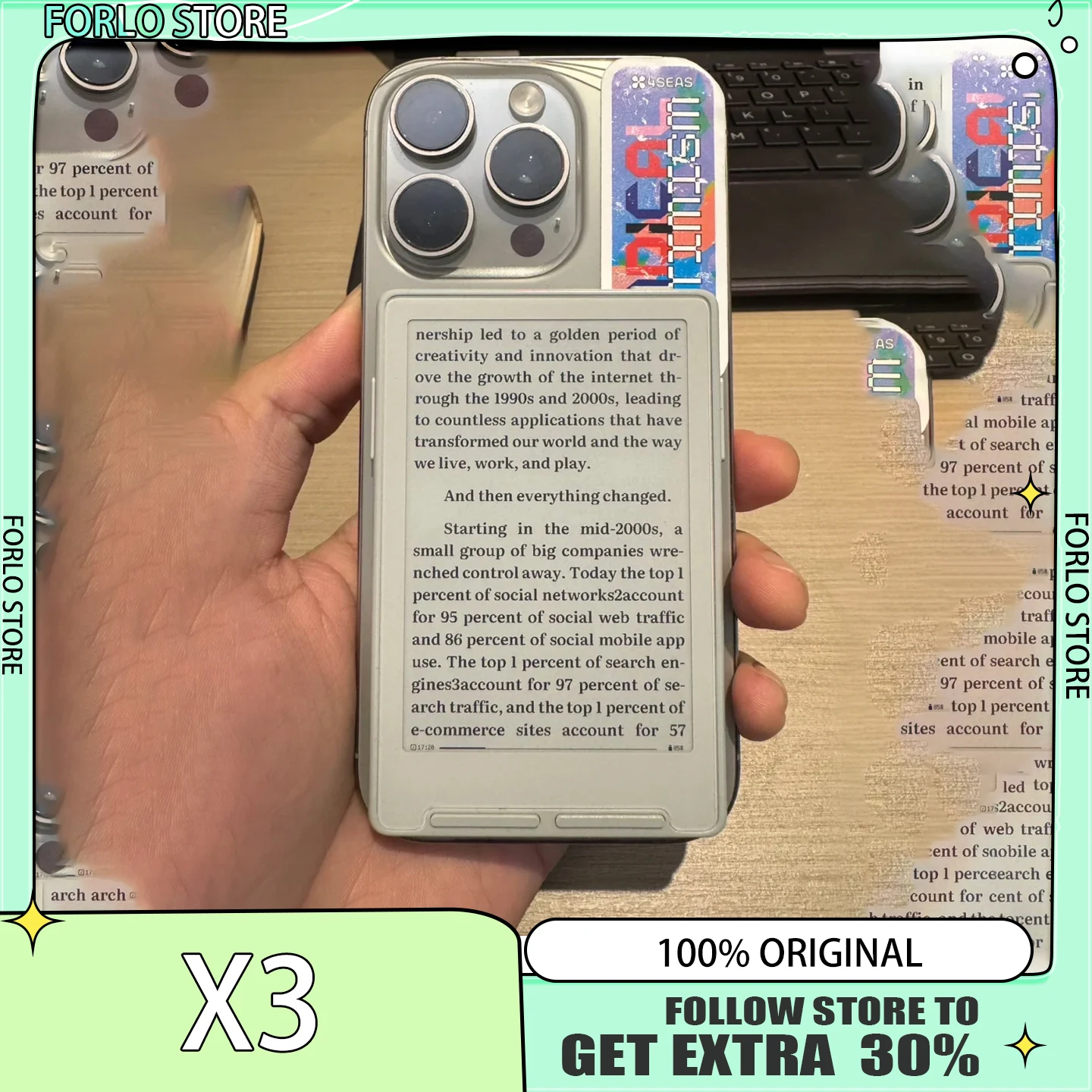 XTEINK X3 E-Book-Reader mit E-Ink-Display, magnetisch