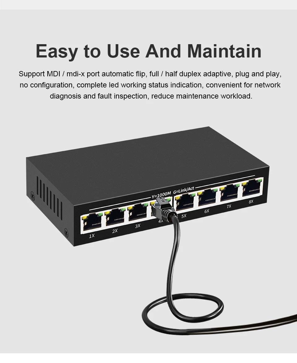 5/8 RJ45-Ports Gigabit-Switch Ethernet-Hub Smart Switcher – Bild 5