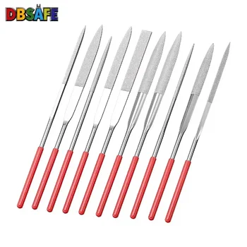Diamant-Nadelfeilen-Set, 3 x 140 mm, Mini-Nadelfeilen-Set für Stein, Glas, Metall, Schnitzerei (10 Stück)
