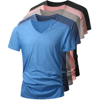 100% Baumwolle Herren T-Shirt Sommer Kurzarm Oberteil Schwarz Weiß Männerkleidung Weich Hochwertig Homme