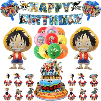 One Piece Luftballons Anime Kinderballons Happy Birthday Banner Partyzubehör Einweggeschirr Tortendekoration