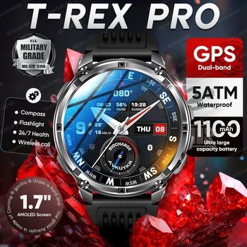T-Rex3 Pro 1100 mAh Batterie Smart Uhr GPS Path 5ATM Wasserdichte Sport Run Tracker Im Freien Kompass