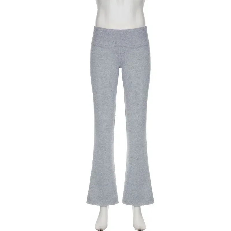 Casual Sexy Grund Solide Flare Hosen Y2K Schlank Low-Taille – Bild 5