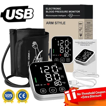 Wiederaufladbares Blutdruckmessgerät Tragbares Digitales Arrhythmie-Messgerät Oberarm Automatisches Tonometer