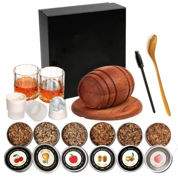 Whiskey-Räucher-Set mit Holzspäne, 6 Geschmacksrichtungen, altmodisches Getränker-Räucher-Ei für Cocktails