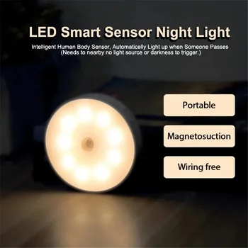 LED-Nachtlicht mit Intelligenter Körpersensorik und Digitalem Sensorkopf, Magnetische Befestigung, Kabellose