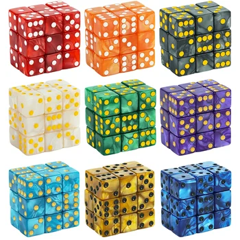 6-seitige Spielwürfel, 16 mm, Marmor-Acryl-D6-Würfelset für DND, RPG, Tischbrett, ame