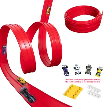 Flexible Rennstrecke Kinderspielzeug DIY Doppelspur Rennwagen Rampe Kompatibel 1/64 Autos Tragbarer Rolls Up