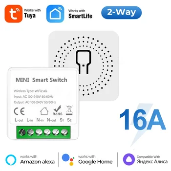 Kompatibel mit Tuya App Mini 16A WLAN-Schalter Smart Life App 2-Wege-Steuerung Smart Home